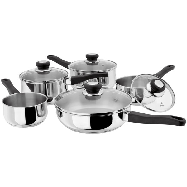 Judge Vista 5 Piece Stainless Steel Pan Set with Glass Lids, 14/16/18